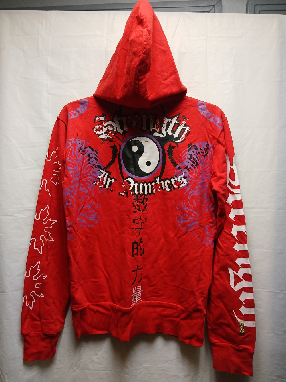 Pink Blac Label Red Graphic Hoodie Sweater with Yin Yang Motif